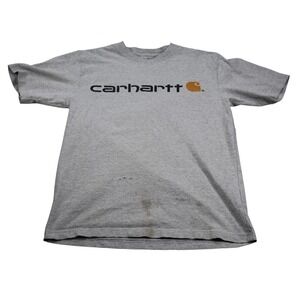 Carhartt Shirt Mens Small Gray Loose Fit Graphic Logo Workwear Tee T-Shirt